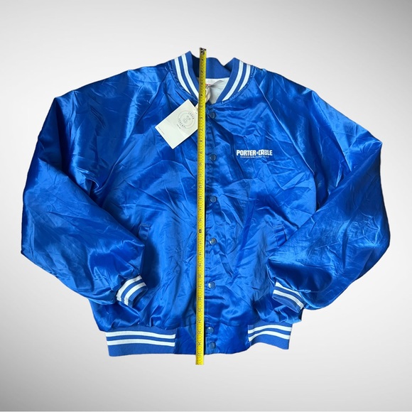 Urban Renewal VTG Hartwell Made USA Blue Nylon Jacket Small Medium Satin Jacket - Picture 10 of 10